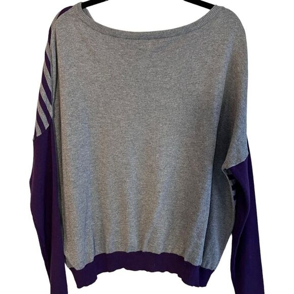 A.N.A. Purple Lightweight Striped Purple Gray Sequins Sweater Large - Picture 10 of 14